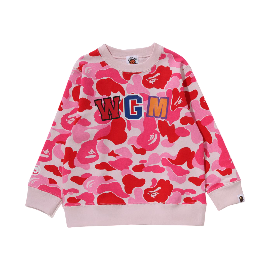 (키즈) 베이프 191 ABC 카모 샤크 크루넥 스웨트셔츠 핑크((Kids) BAPE 191 ABC Camo Shark Crewneck Sweatshirt Pink) - 1