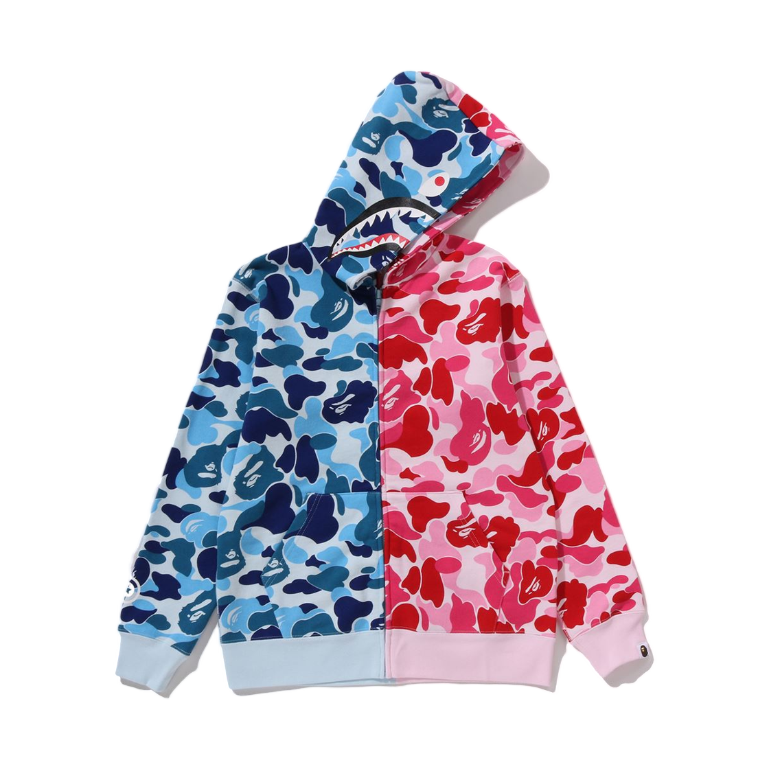 (키즈) 베이프 197 ABC 카모 멀티 샤크 집 후드 블루((Kids) BAPE 197 ABC Camo Multi Shark Zip Hoodie Blue) - 2