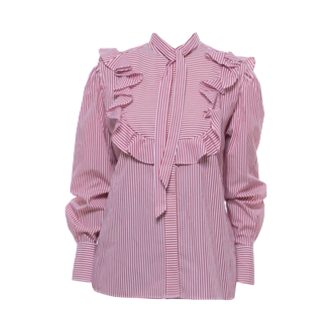 (W) 엠에스지엠 스트라이프 셔츠 화이트 레드((W) MSGM Stripes Shirt White Red)
