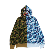BAPE 121 ABC Camo Separate Shark Full Zip Hoodie Green Blue