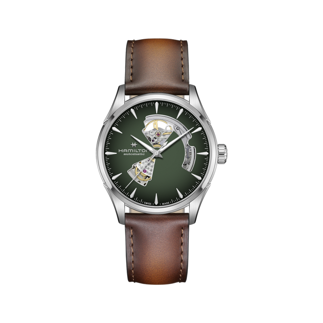 해밀턴 재즈마스터 오픈 하트 오토 42mm 스테인리스 스틸 카프 레더 그린(Hamilton Jazzmaster Open Heart Auto 42mm Stainless Steel Calf Leather Green) - 1