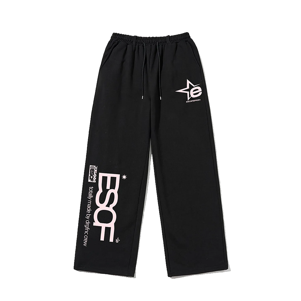 E242SP006BK Escapefrom Crew Collection Print Sweatpants Black
