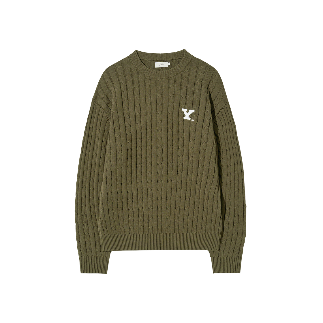 YFF1KT301AKH Yale Y Logo Cable Round Knit Khaki