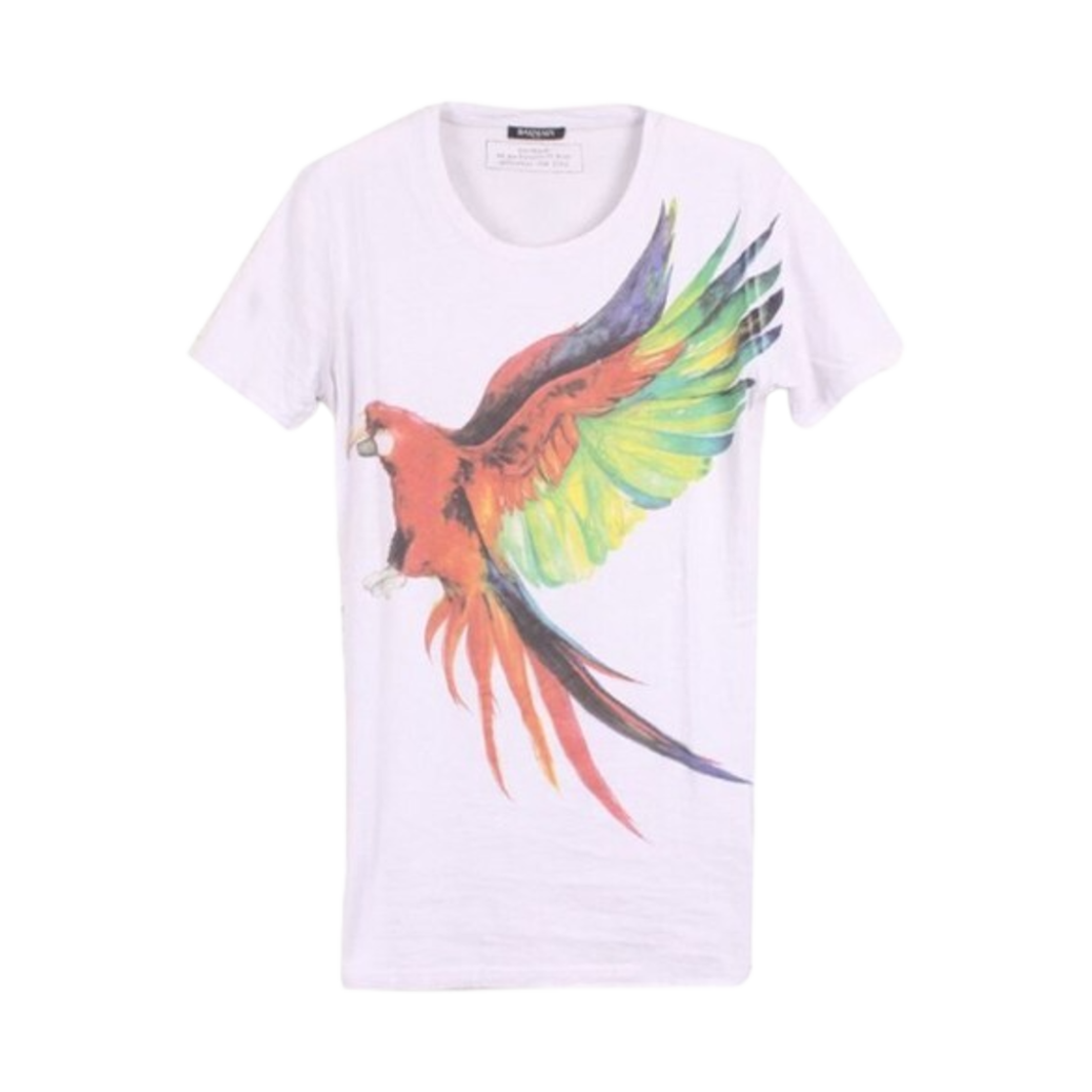 S3HJ601I115170 Balmain Parrot Print T-Shirt White