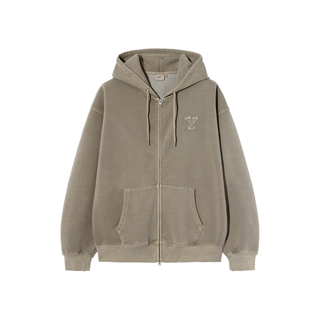 YFF1HZ301ABE Yale Y Logo Pigment Hoodie Zip-Up Beige