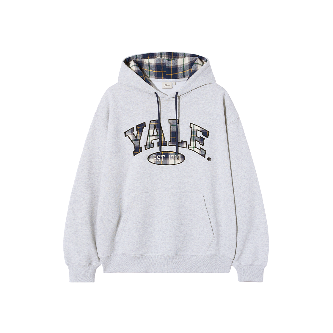 예일 체크 투톤아치 후드_그레이(Yale Check 2-Tone Arch Hoodie_Gray)
