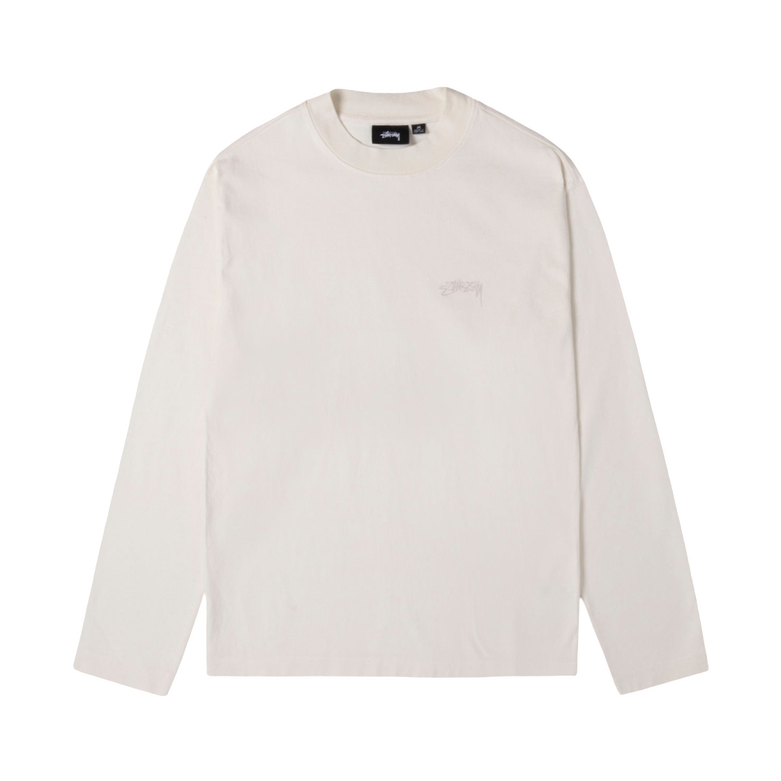 스투시 다이드 롱슬리브 모크넥 티셔츠 화이트(Stussy Dyed LS Mock Neck T-Shirt White) - 1