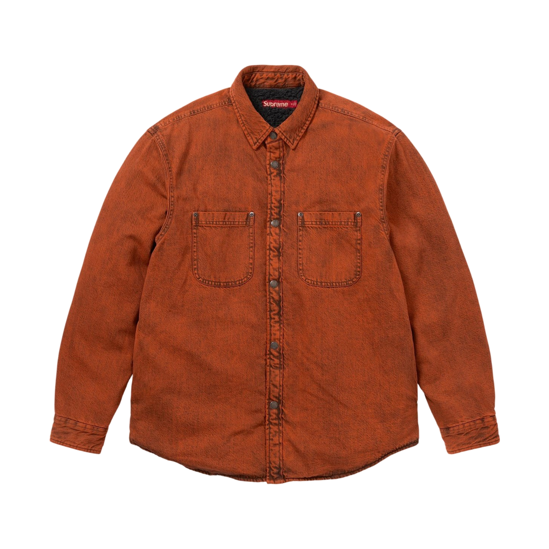 슈프림 셔링 라인드 데님 워크 셔츠 오버다이드 오렌지 - 25FW(Supreme Shearling Lined Denim Work Shirt Overdyed Orange - 25FW) - 1