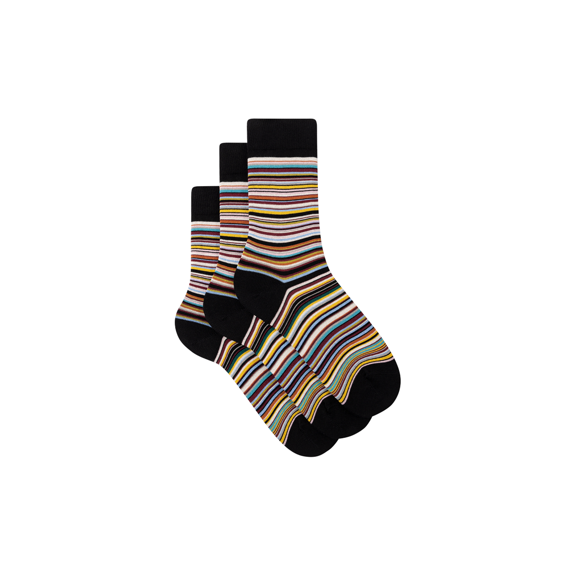 (W) 폴 스미스 시그니처 스트라이프 삭스 블랙 (3팩)((W) Paul Smith Signature Stripe Socks Black (3 Pack))