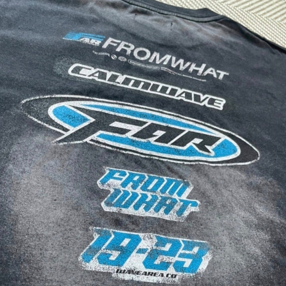 [더블적립]Farfromwhat Far Washed Logo T-Shirts Black 착용 스타일
