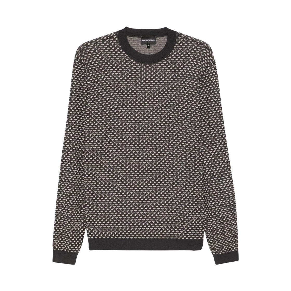 엠포리오 아르마니 올오버 로고 울 블렌드 스웨터 블랙(Emporio Armani Allover Logo Wool Blend Sweater Black) - 1