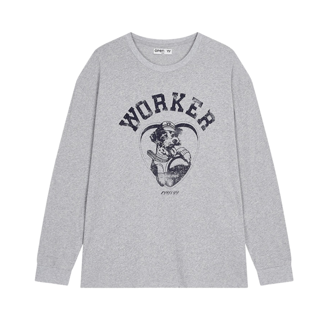 - (W) Open Yy Worker Pet  Club Long Sleeve T-Shirt Gray