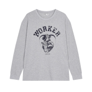 (W) Open Yy Worker Pet  Club Long Sleeve T-Shirt Gray