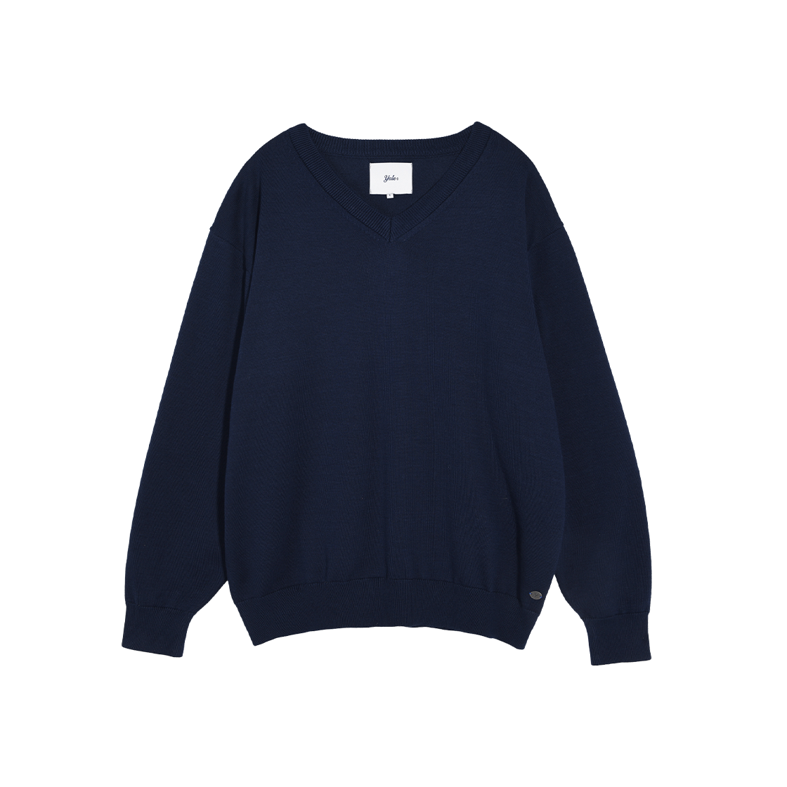 YD09KT0015NA [SUPIMA COTTON] ESSENTIAL V NECK KNIT CHARCOAL