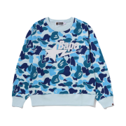 (W) BAPE 180 ABC Camo Rhinestone Bape sta Crewneck Sweatshirt Blue
