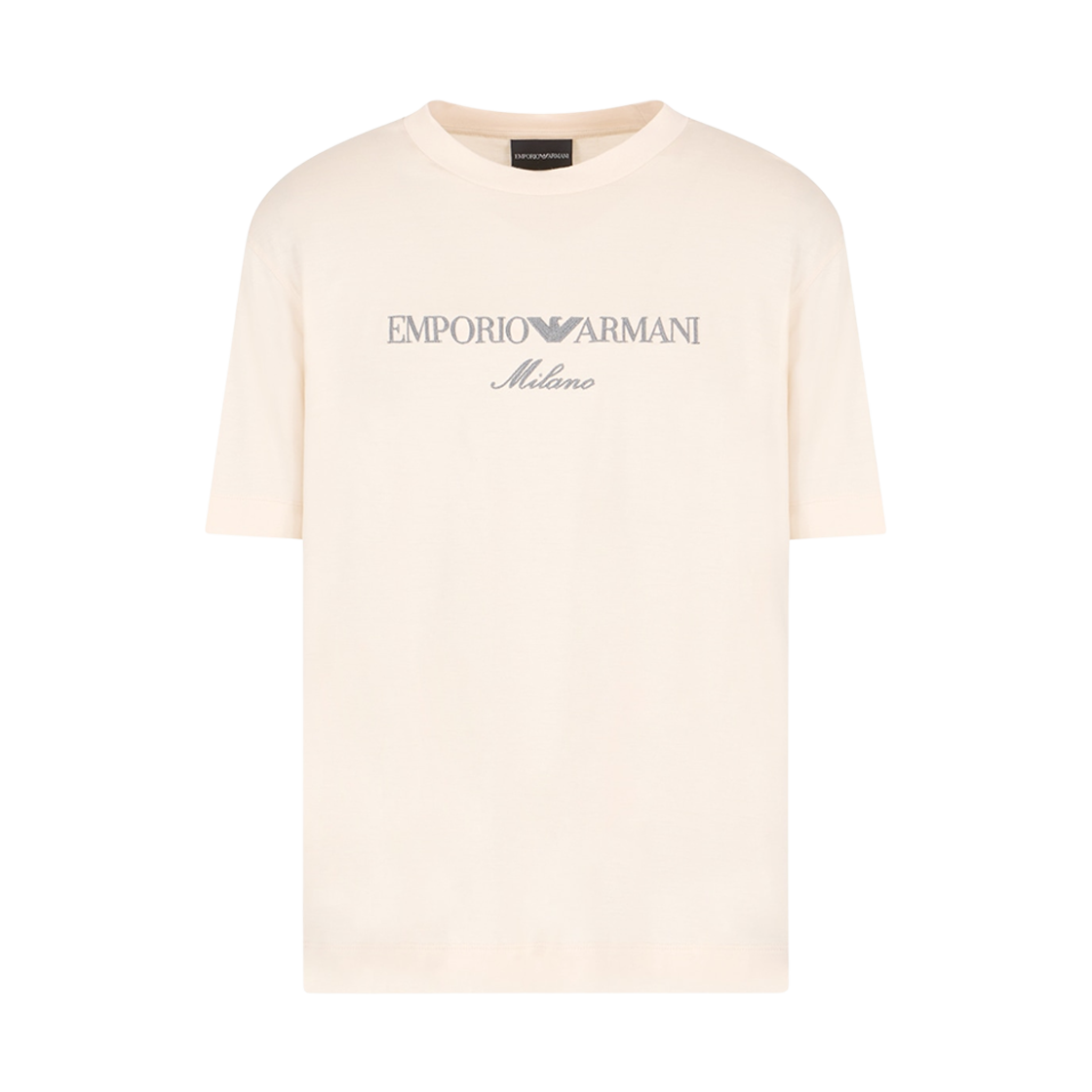 엠포리오 아르마니 ASV 로고 자수 저지 리오셀 블렌드 티셔츠 화이트(Emporio Armani Jersey Lyocell Blend T-Shirt with ASV Logo Embroidery White) - 1