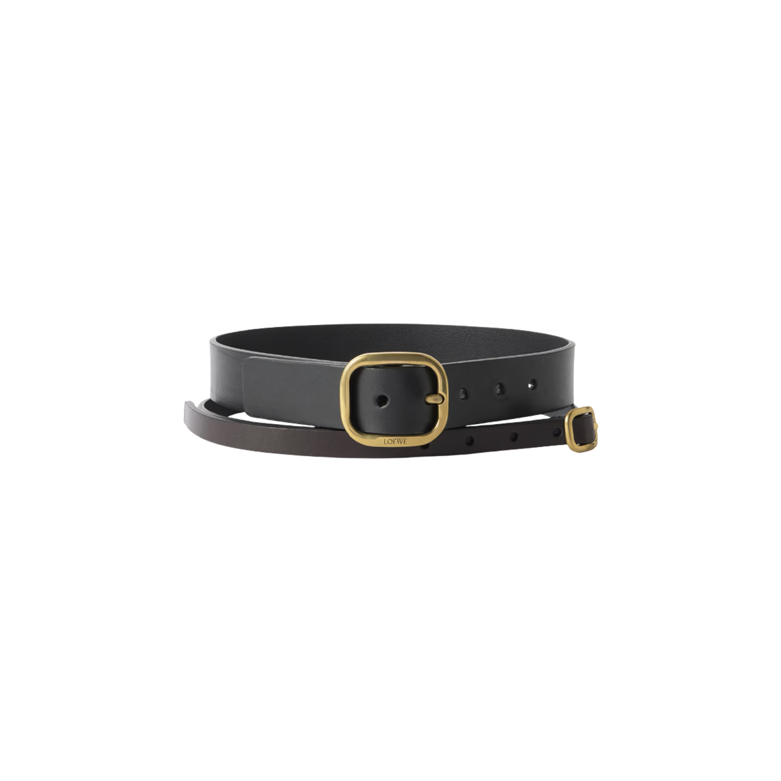 (W) 로에베 버클 레이어드 레더 벨트 블랙((W) Loewe Buckle Layered Leather Belt Black)