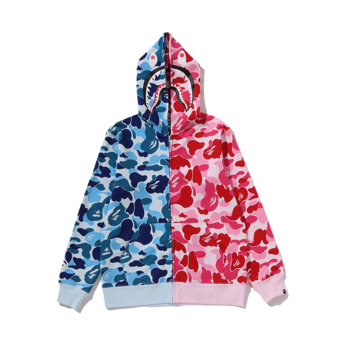 (키즈) 베이프 197 ABC 카모 멀티 샤크 집 후드 블루((Kids) BAPE 197 ABC Camo Multi Shark Zip Hoodie Blue) - 1