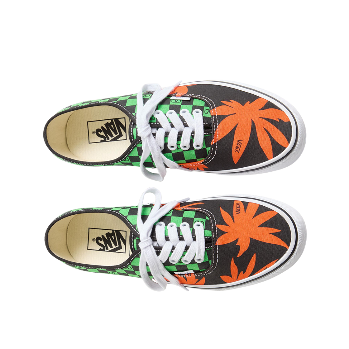 반스 x 발렌티노 브이로고 체커보드 트로피컬 리프 프린트 패브릭 로우 탑 블랙 레드(Vans x Valentino Vlogo Checkerboard Tropical Leaf Print Fabric Low Top Black Red) - 2