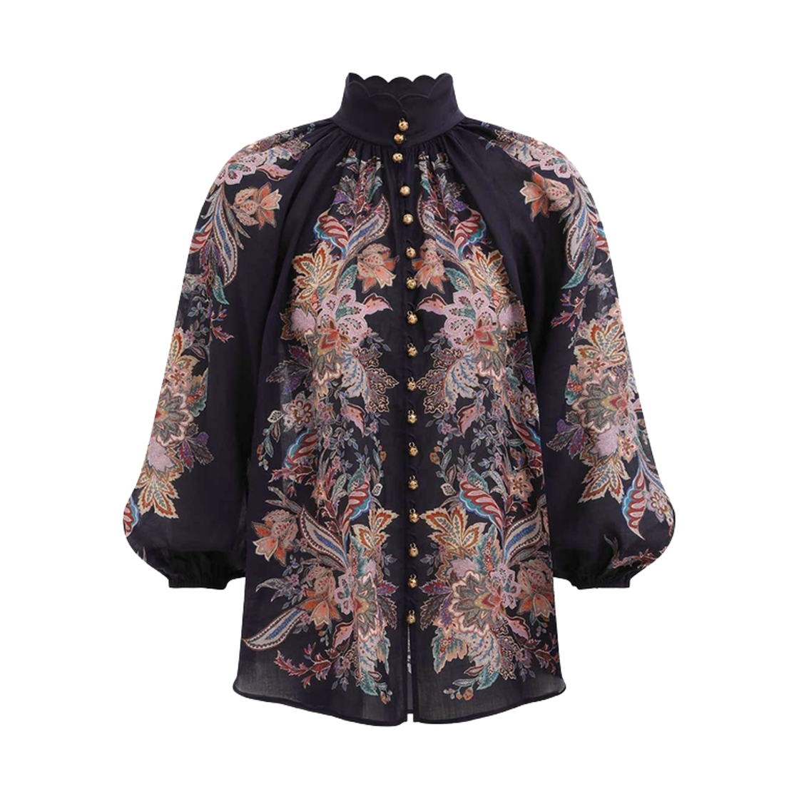 4273TSS251 (W) Zimmermann Rhiannon Billow Blouse Navy Multi Paisley