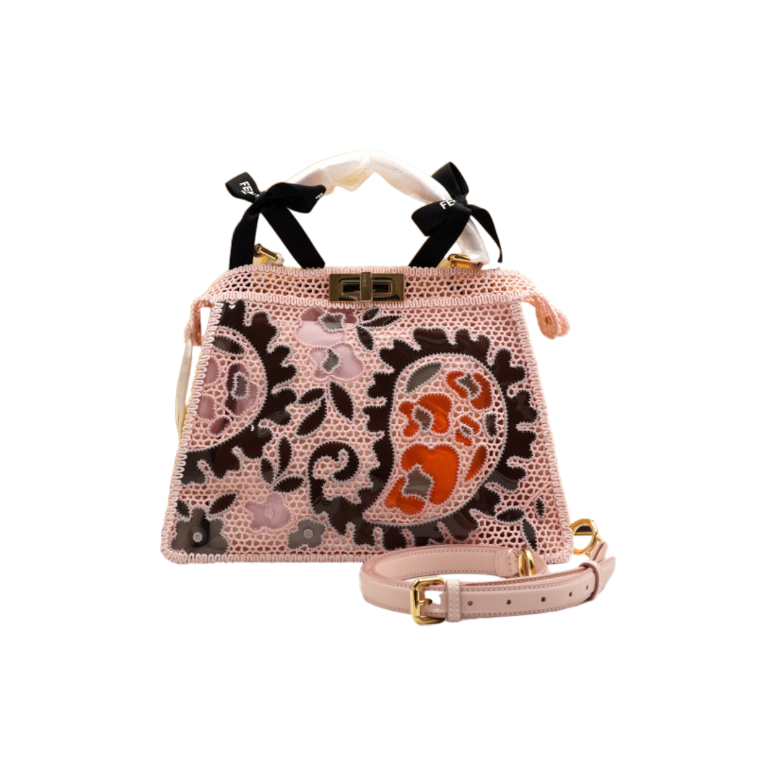 펜디 8BN321 핑크 마크라메 피카부 아이씨유 미디움 토트백 aa52203(Fendi Pink Macrame Peekaboo I See U Medium Tote Bag) - 1