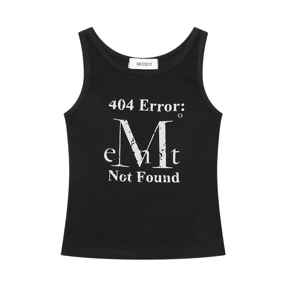 P0000BDE MUCENT 404 Error Crack Logo Sleeveless Black