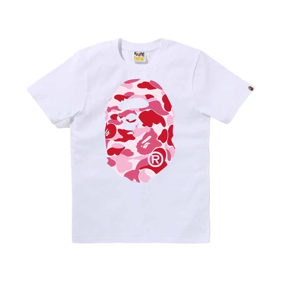 (W) 베이프 176 ABC 카모 빅 에이프 헤드 티셔츠 화이트 핑크((W) BAPE 176 ABC Camo Big Ape Head T-Shirt White Pink) - 1