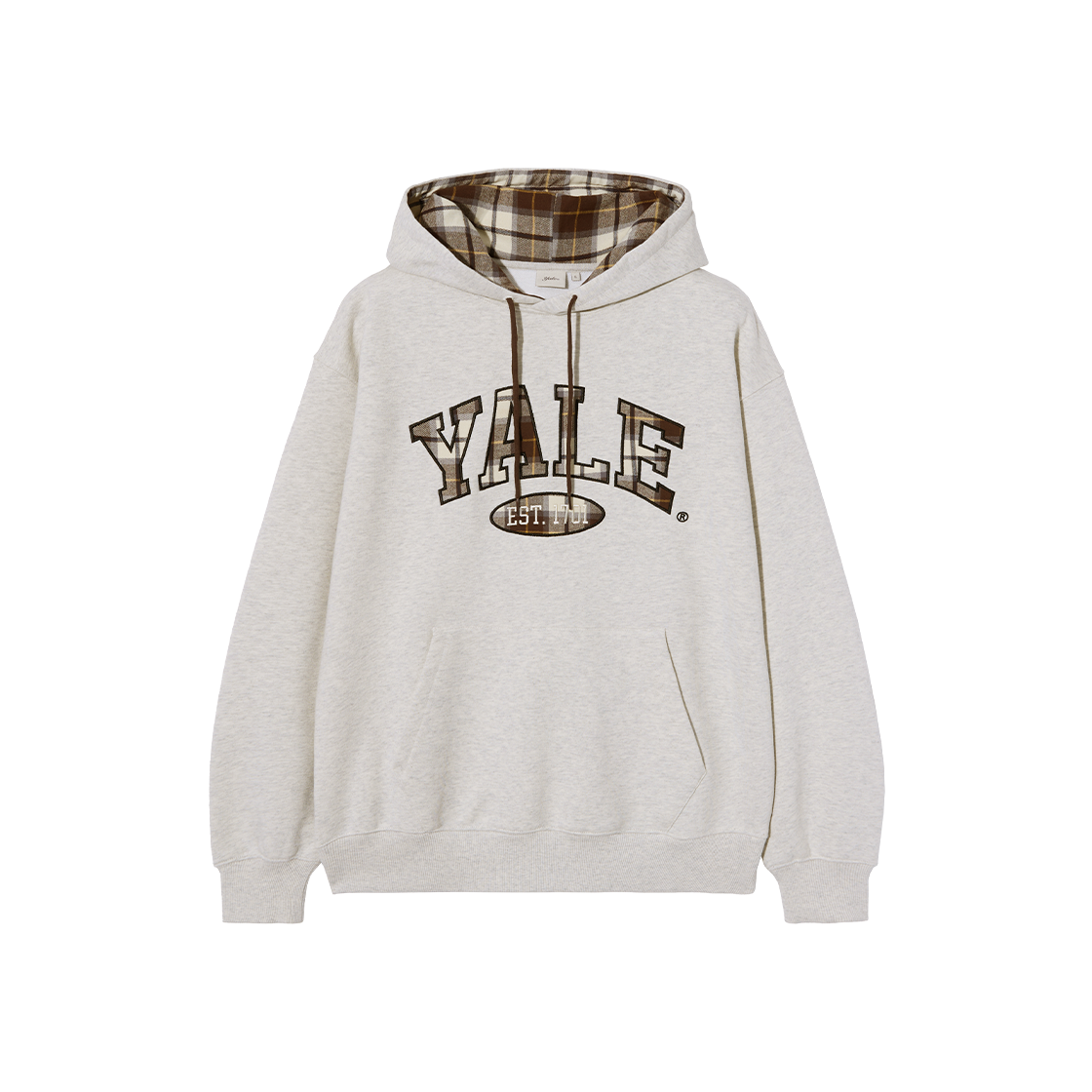 예일 체크 투톤아치 후드_오트밀(Yale Check 2-Tone Arch Hoodie_Oatmeal)