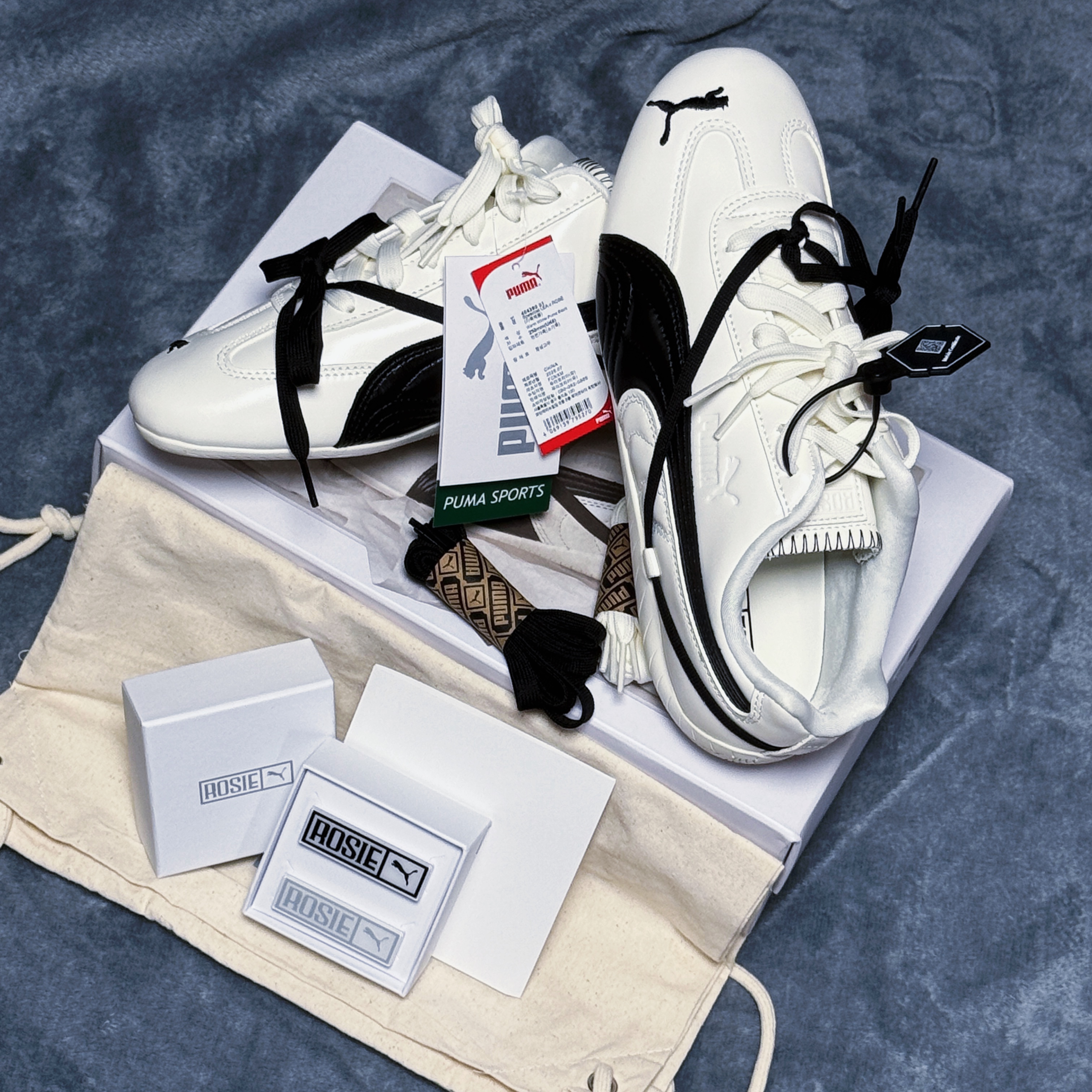 (W) Puma x Rosé Speedcat LEA Warm White Black 착용 스타일