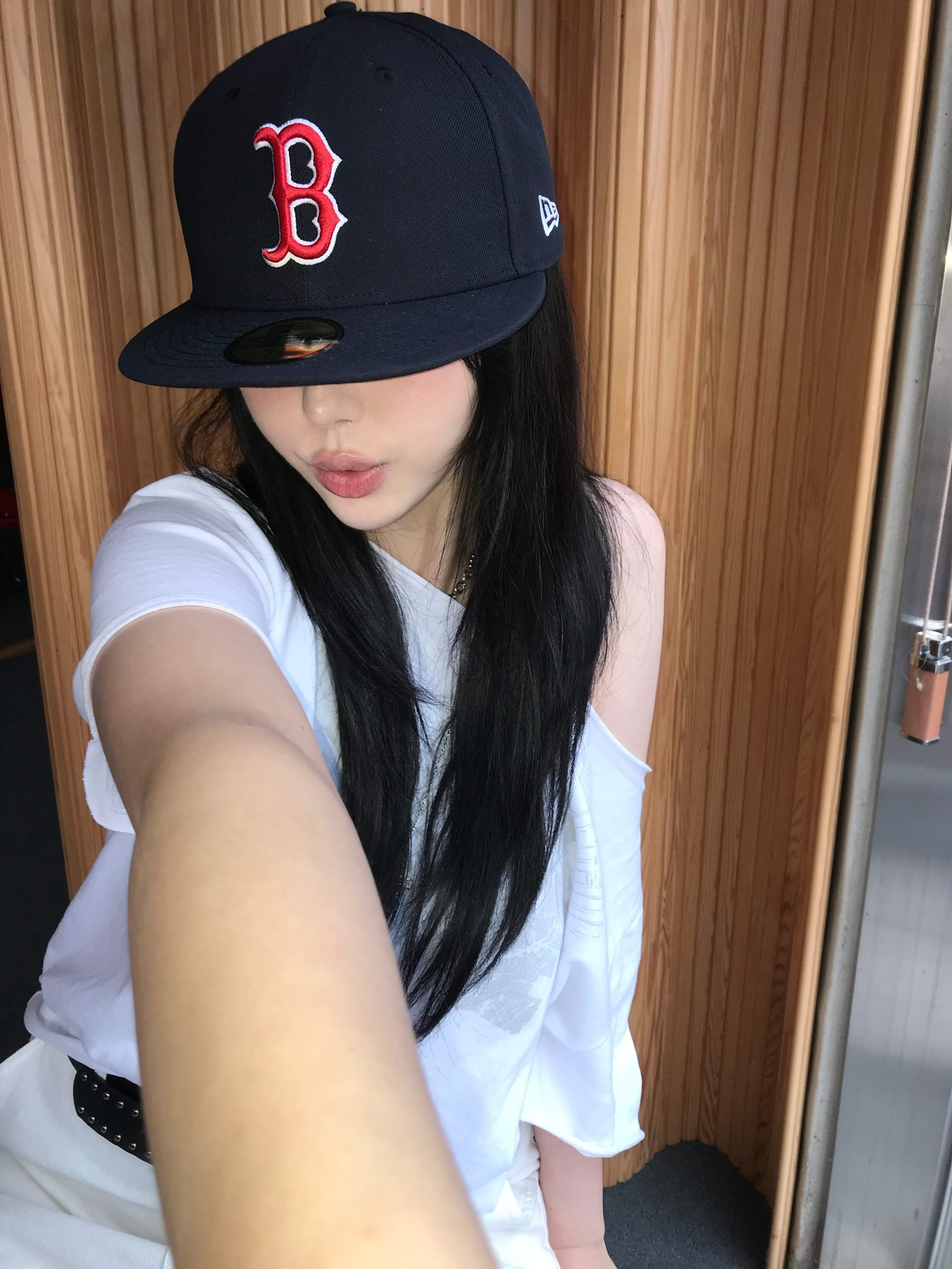 New Era MLB 59Fifty Authentic Boston Red Sox Game Navy 착용 스타일 - 4