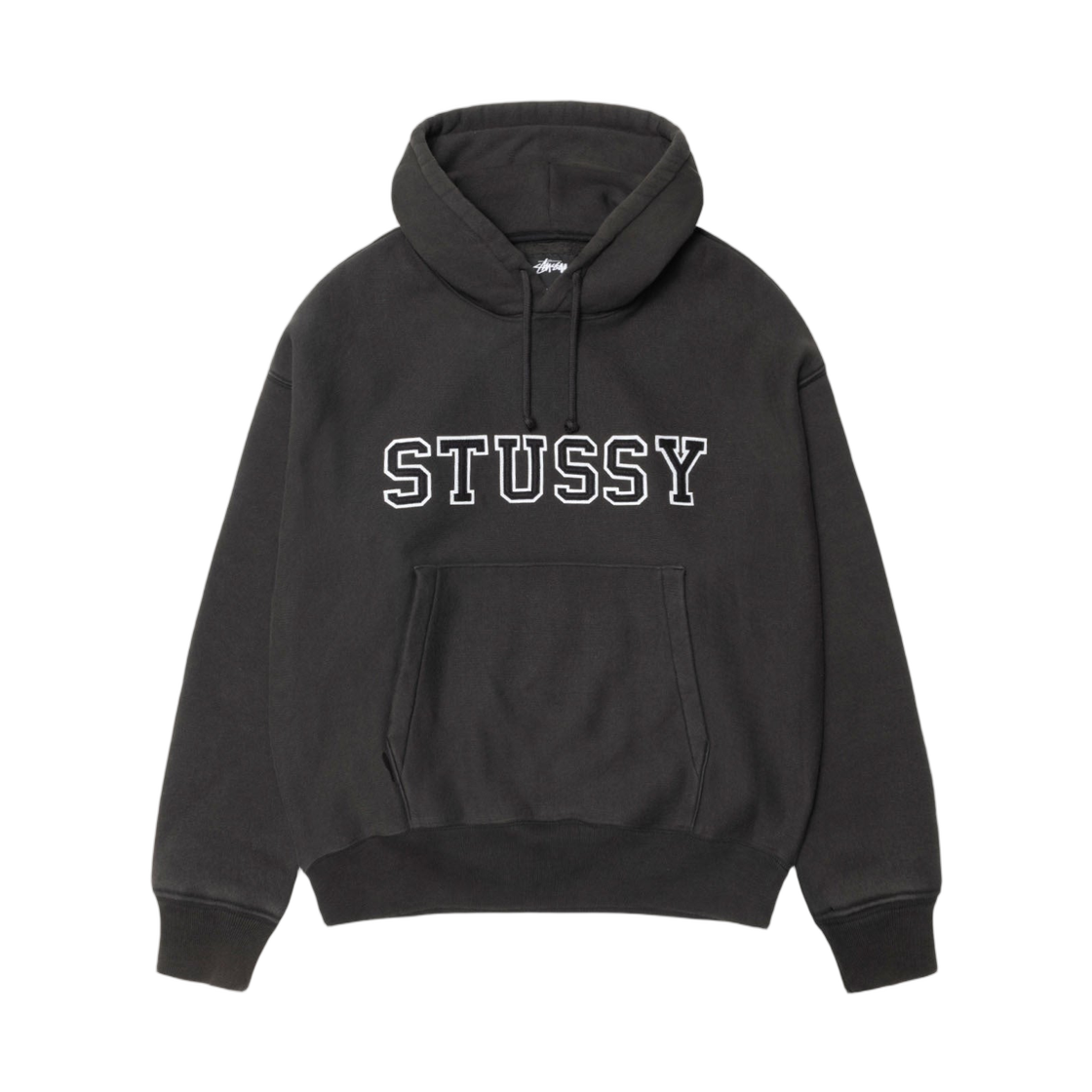 스투시 펠트 아플리케 후드 블랙