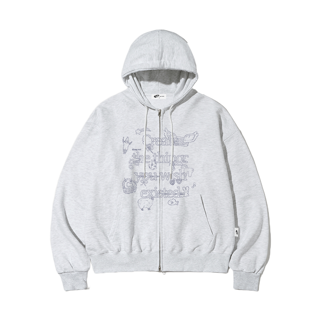 페이지시시 위시 띵즈 프린트 투웨이 후드집업 화이트 멜란지(pagesiisii Wish Things Print Two Way Hooded Zip-Up White Melange) - 1