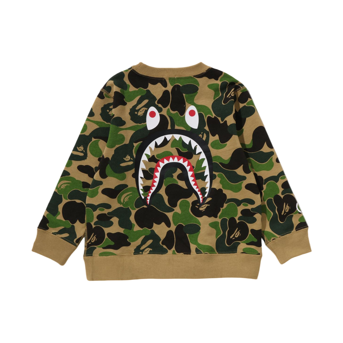 (키즈) 베이프 191 ABC 카모 샤크 크루넥 스웨트셔츠 그린((Kids) BAPE 191 ABC Camo Shark Crewneck Sweatshirt Green) - 2