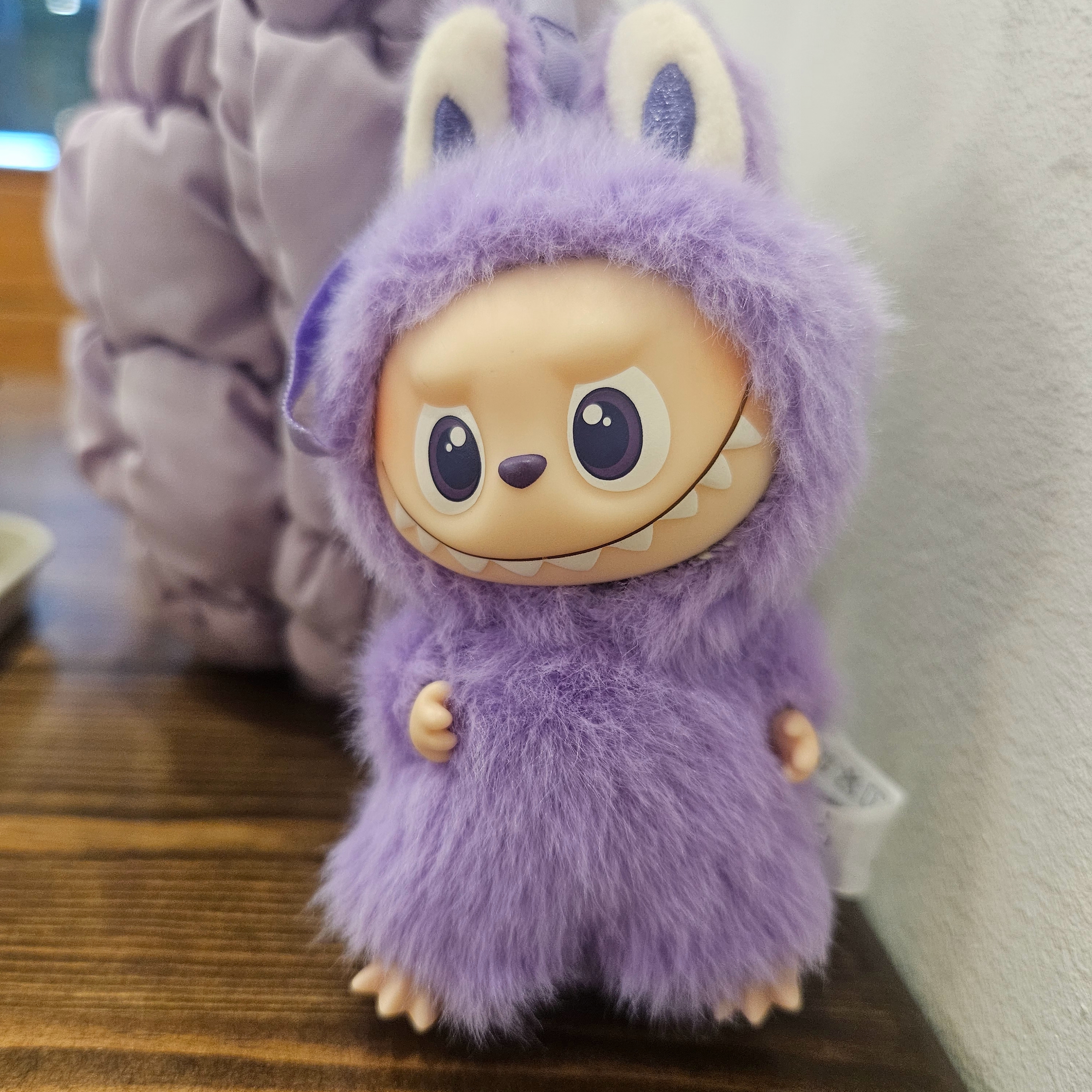 Pop Mart Labubu The Monsters Pin For Love Series Vinyl Plush Pendant (N-Z) T (Opened Case), COS Quilted Micro Bag Purple 착용 스타일 - 3