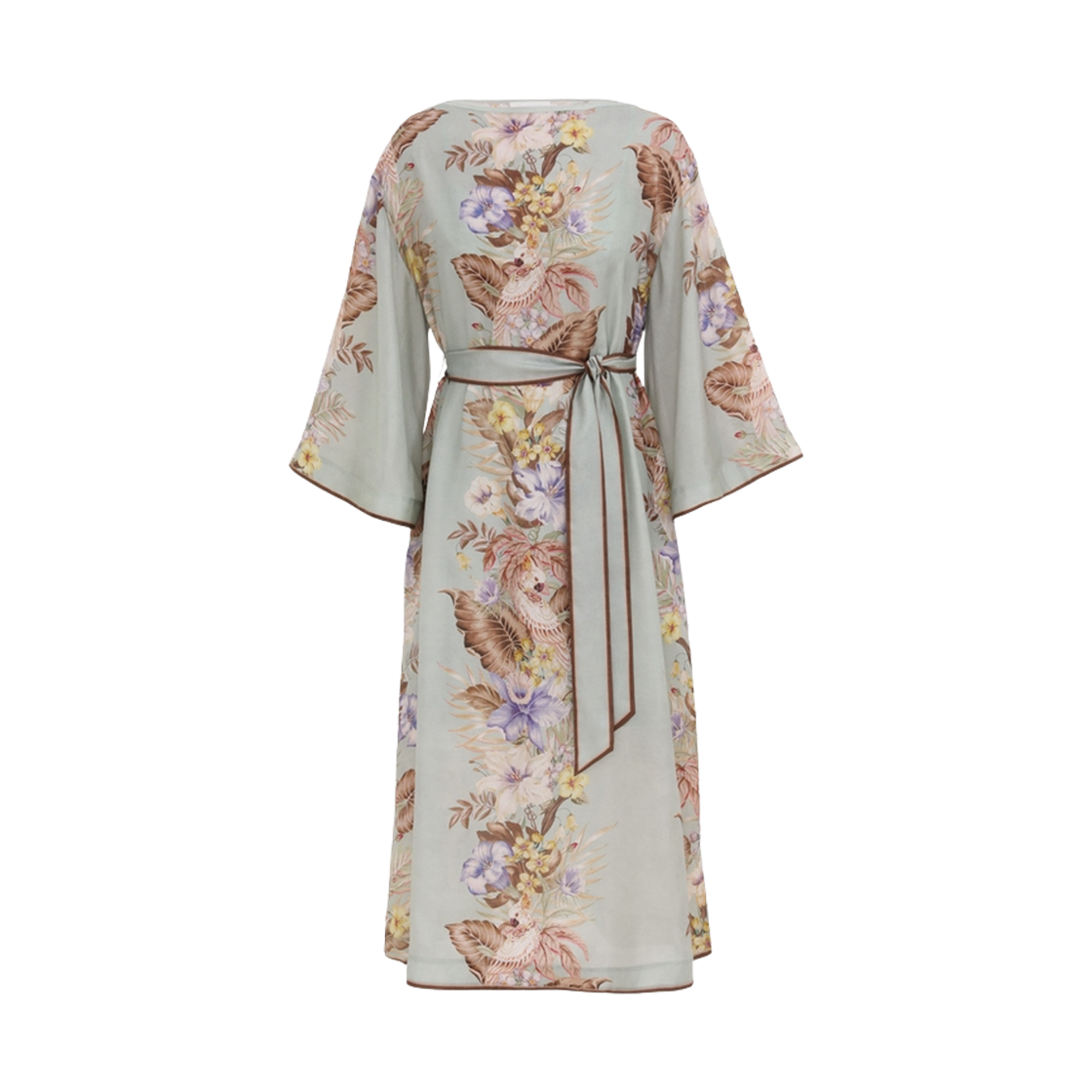 4231DSS254 (W) Zimmermann Coco Tunic Midi Dress Sage Multi Floral