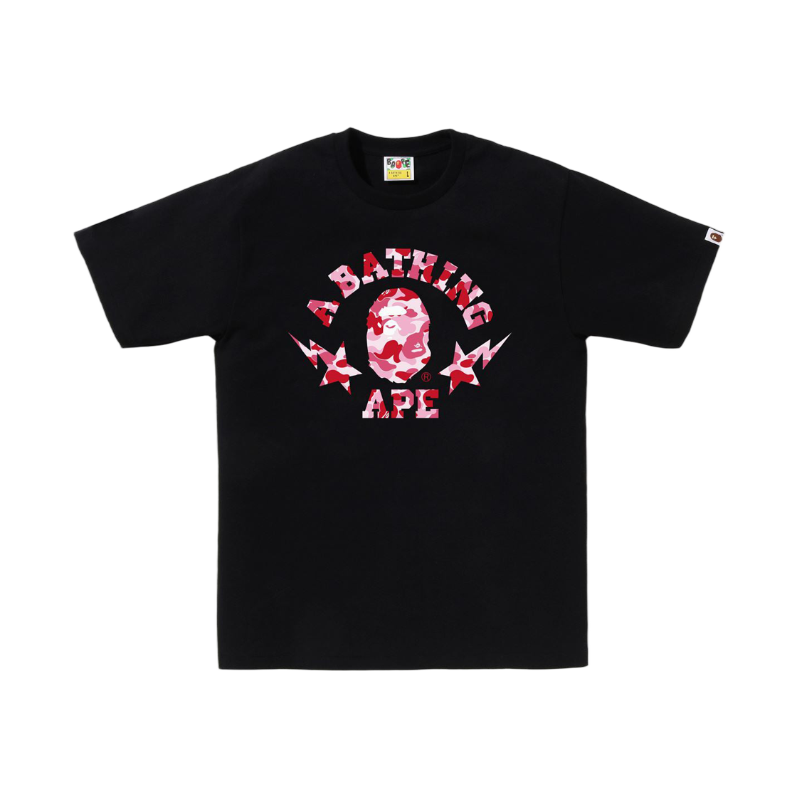 베이프 115 ABC 카모 스타 컬리지 티셔츠 블랙 핑크(BAPE 115 ABC Camo Sta College T-Shirt Black Pink) - 1