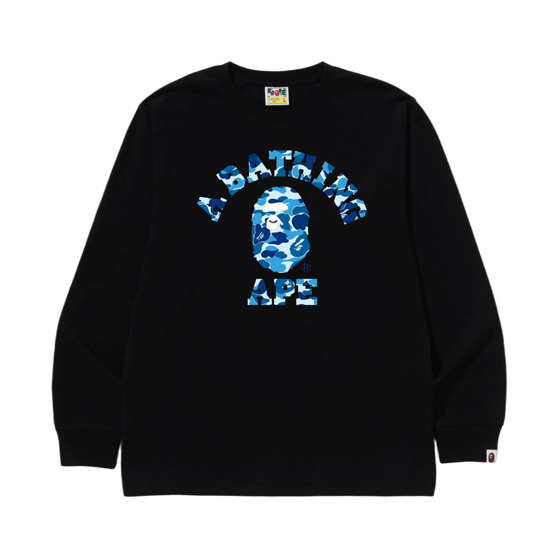 - BAPE ABC Camo College L/S T-Shirt Black Blue