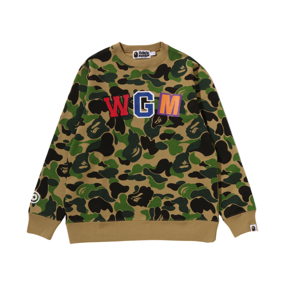 (키즈) 베이프 196 ABC 카모 샤크 크루넥 스웨트셔츠 그린((Kids) BAPE 196 ABC Camo Shark Crewneck Sweatshirt Green) - 1