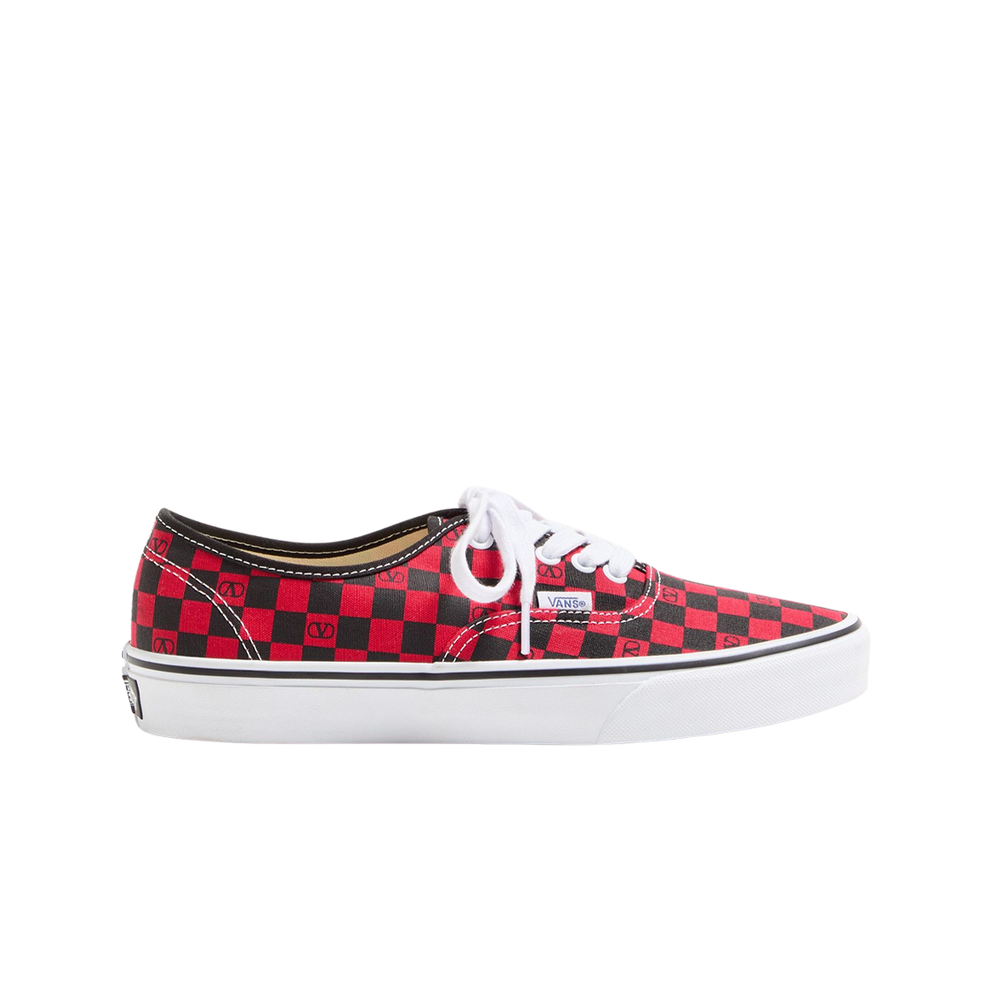 반스 x 발렌티노 브이로고 체커보드 패브릭 로우 탑 루즈 퓌르 블랙(Vans x Valentino Vlogo Checkerboard Fabric Low Top Rouge Pur Black) - 1