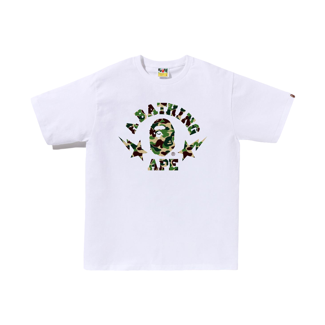 베이프 115 ABC 카모 스타 컬리지 티셔츠 화이트 그린(BAPE 115 ABC Camo Sta College T-Shirt White Green) - 1