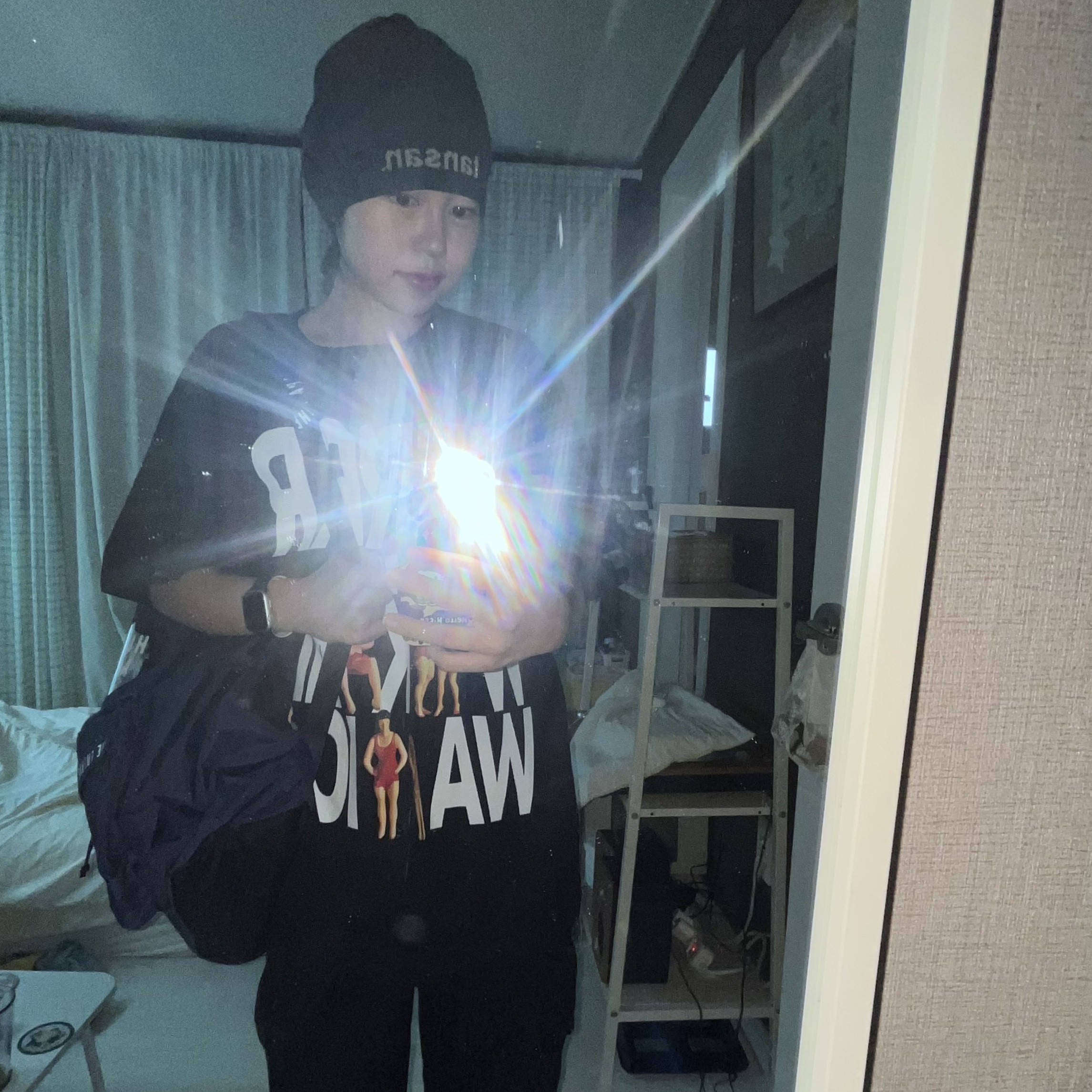 Human Made Backpack Navy 착용 스타일 - 1