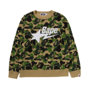 (W) BAPE 180 ABC Camo Rhinestone Bape sta Crewneck Sweatshirt Green