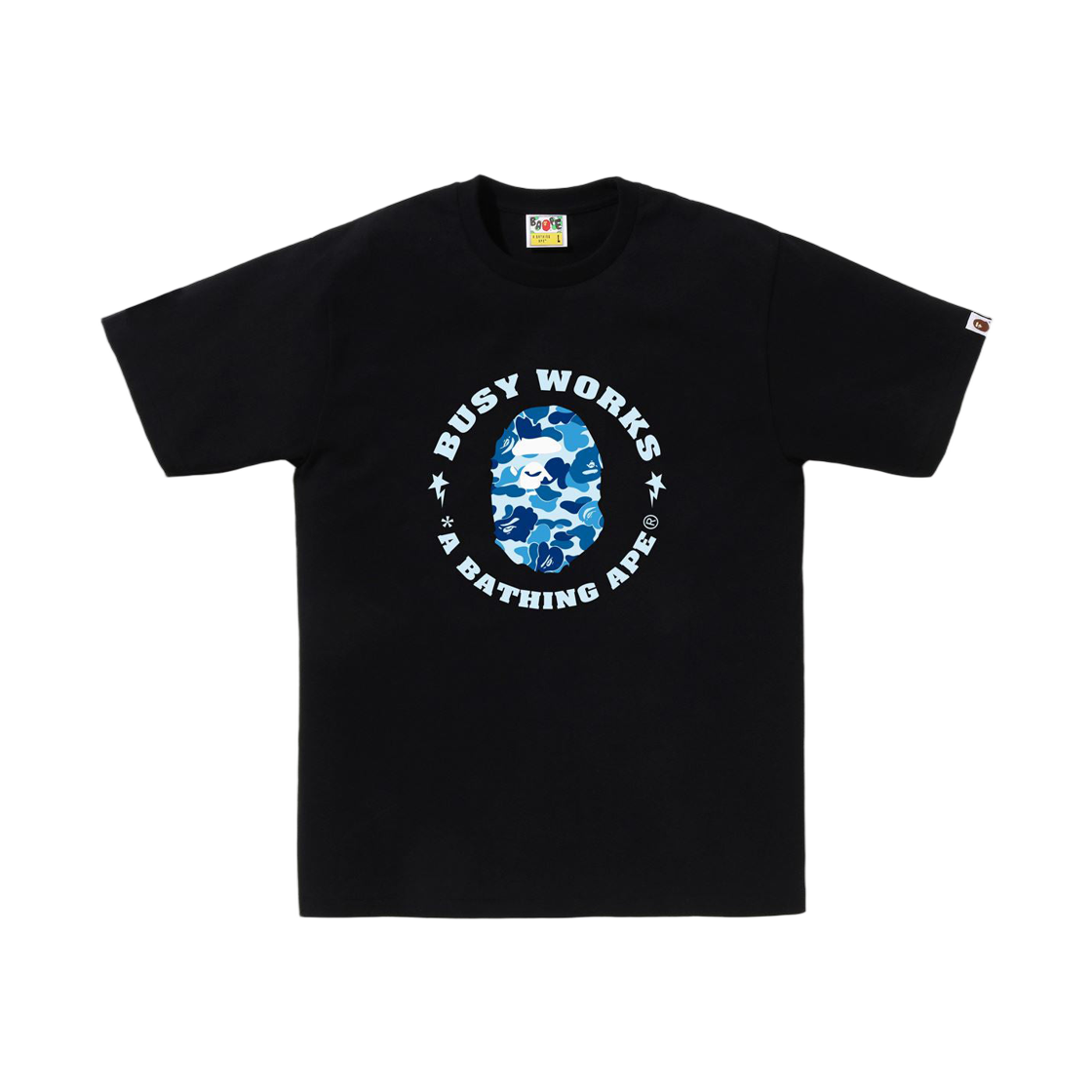 베이프 114 ABC 카모 비지 웍스 스타 티셔츠 블랙 블루(BAPE 114 ABC Camo Busy Works Sta T-Shirt Black Blue) - 1