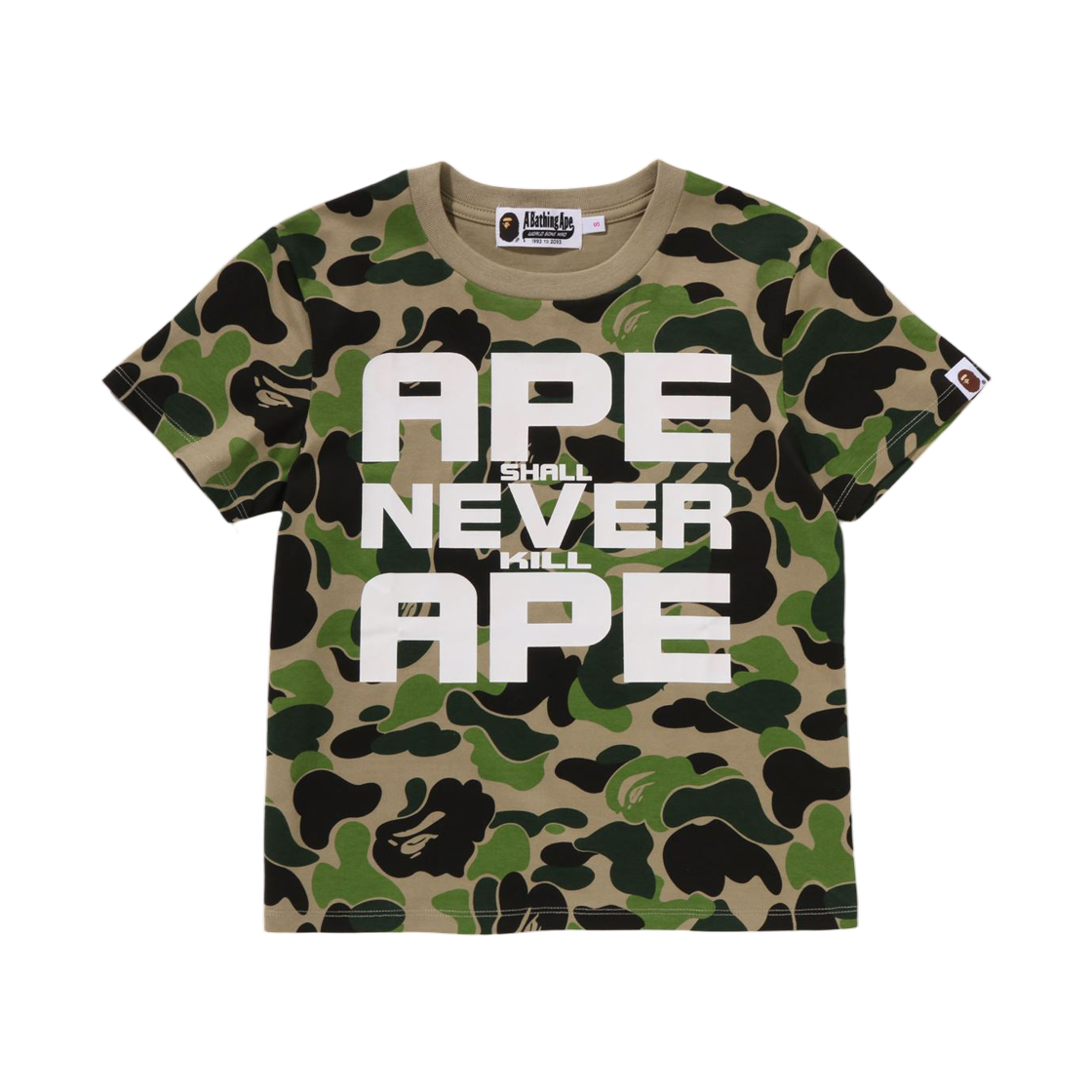 (W) 베이프 175 ABC 카모 ASNKA 티셔츠 그린((W) BAPE 175 ABC Camo ASNKA T-Shirt Green) - 1