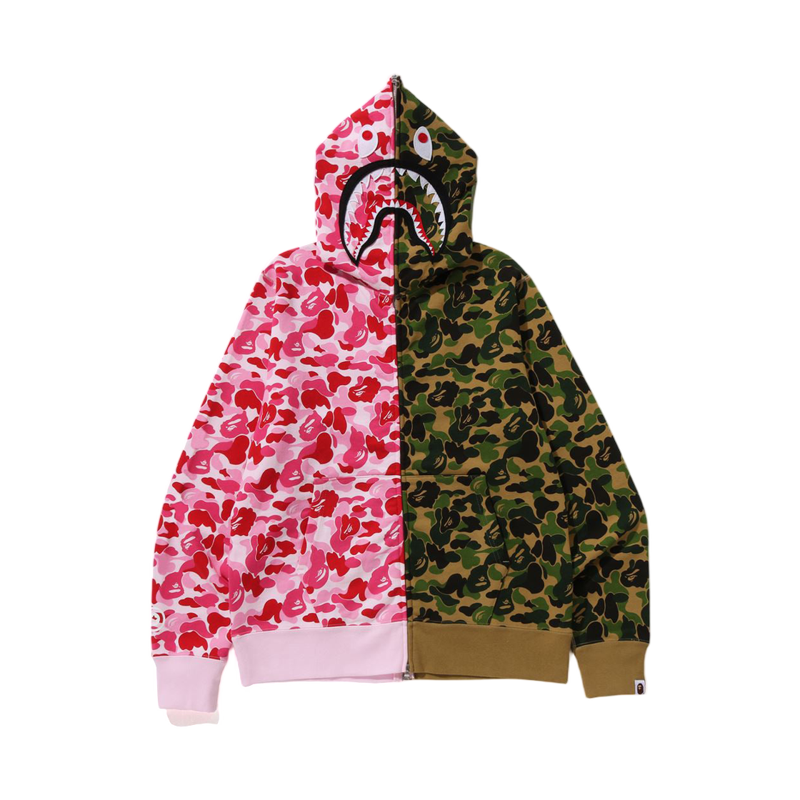 - BAPE 121 ABC Camo Separate Shark Full Zip Hoodie Pink Green