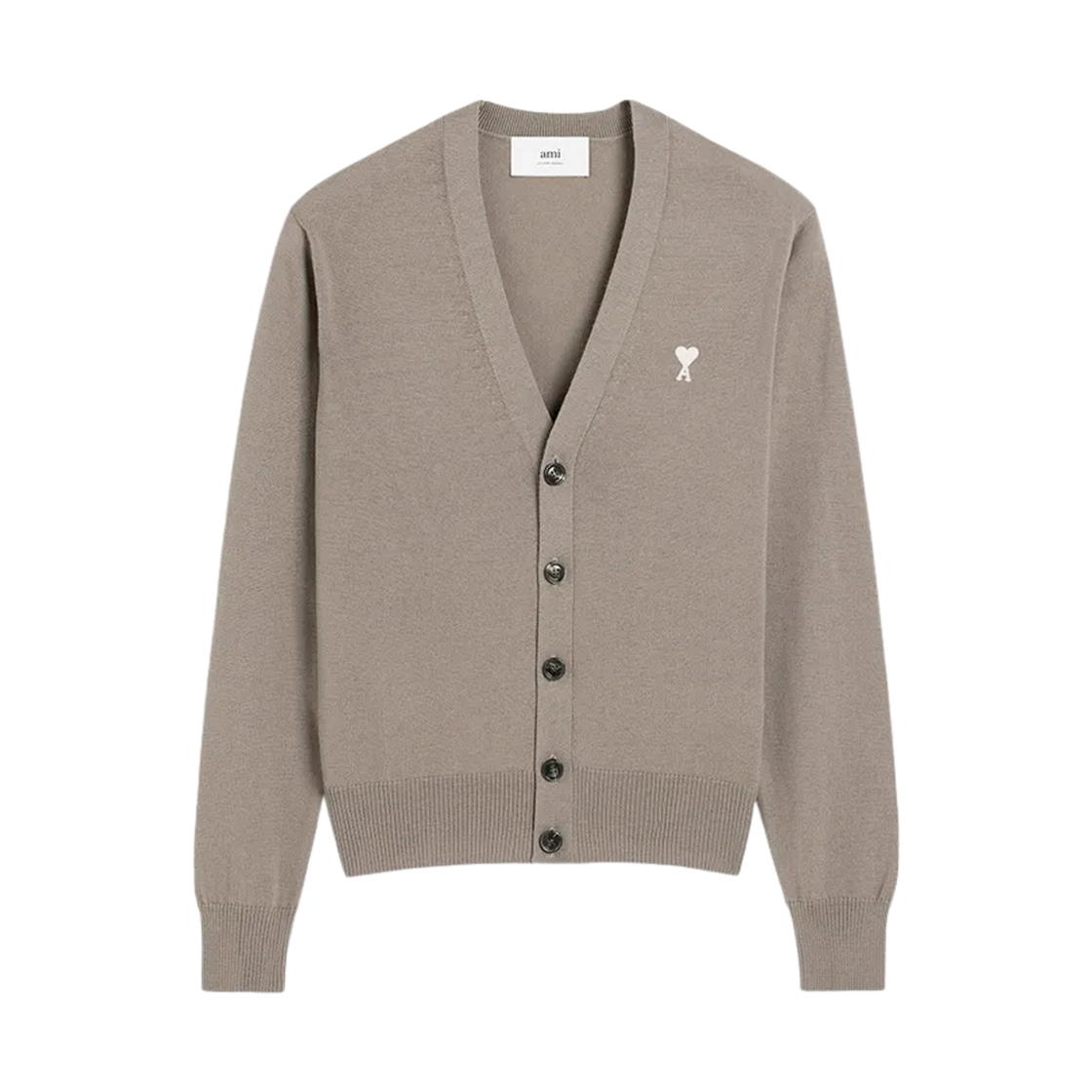 HKC163-KN0063-0952 AMI de Coeur Cotton Wool Embroidered Cardigan Ash Off White
