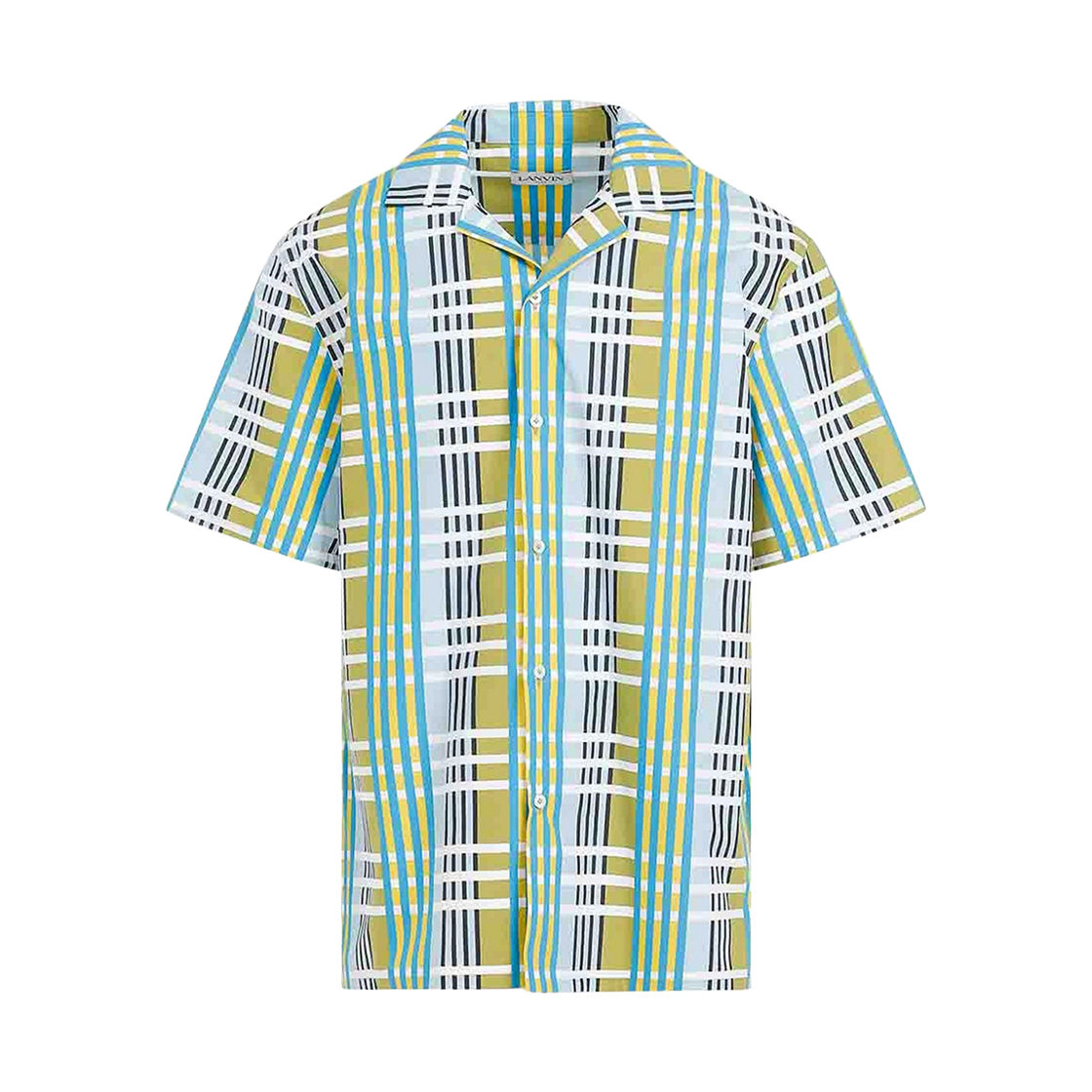 RM-SI0019-5908-P24210 Lanvin Cotton Print Bowling Shirt Green