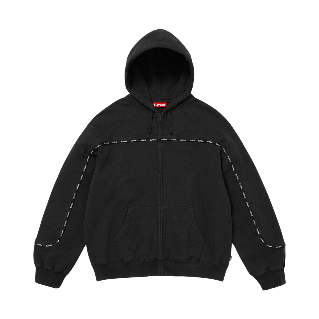 슈프림 파이핑 집업 후드 스웨트셔츠 블랙 - 25FW