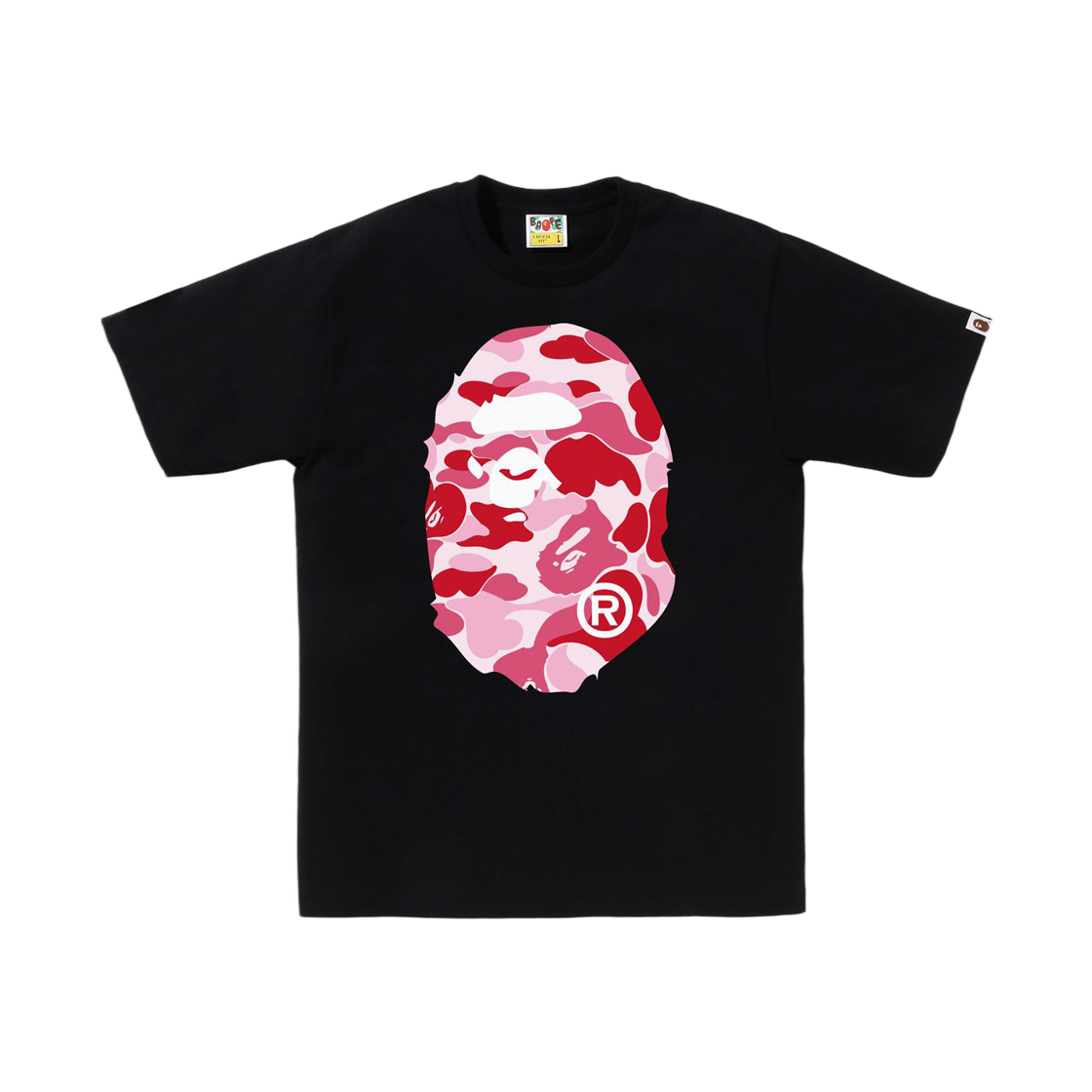 베이프 113 ABC 카모 빅 에이프 헤드 티셔츠 블랙 핑크(BAPE 113 ABC Camo Big Ape Head T-Shirt Black Pink) - 1