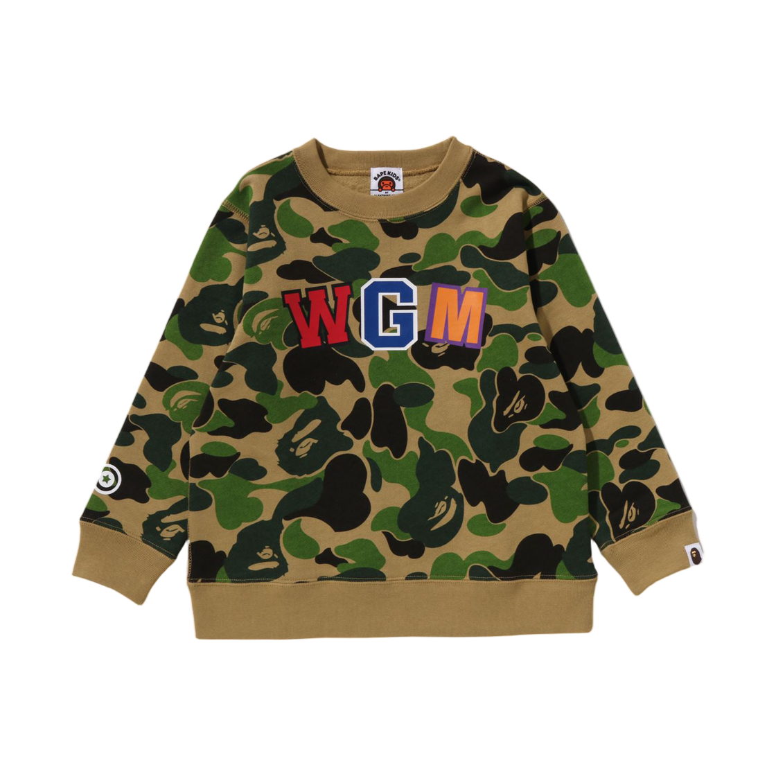 (키즈) 베이프 191 ABC 카모 샤크 크루넥 스웨트셔츠 그린((Kids) BAPE 191 ABC Camo Shark Crewneck Sweatshirt Green) - 1
